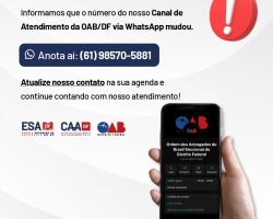 Novo número do Canal de Atendimento da OAB/DF no WhatsApp